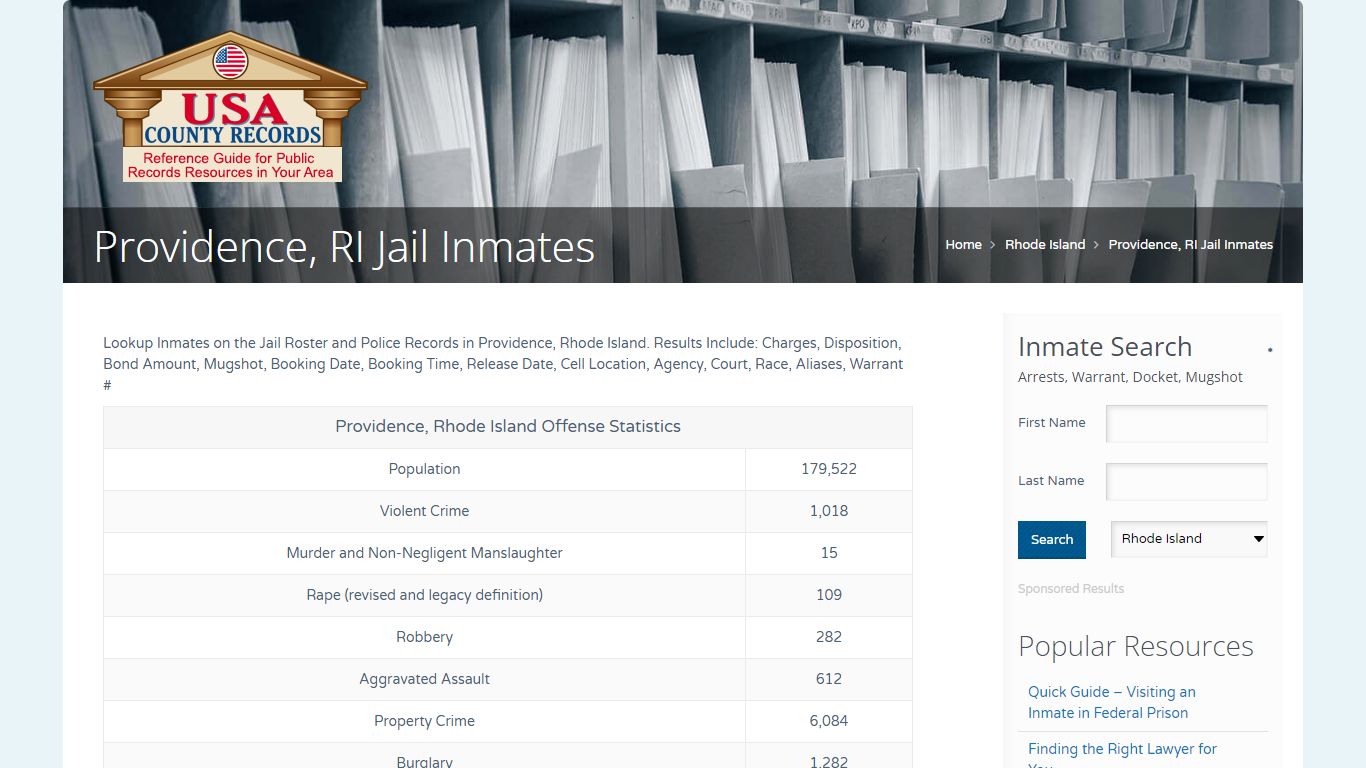 Providence, RI Jail Inmates | Name Search