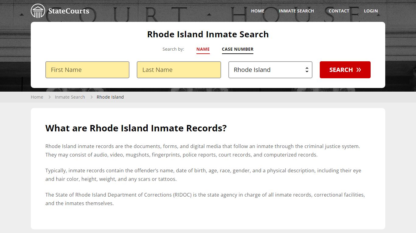 Rhode Island Inmate Search, Prison and Jail Information - State Courts