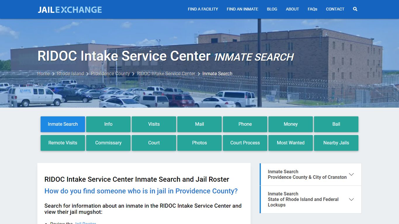 RIDOC Intake Service Center Inmate Search - Jail Exchange