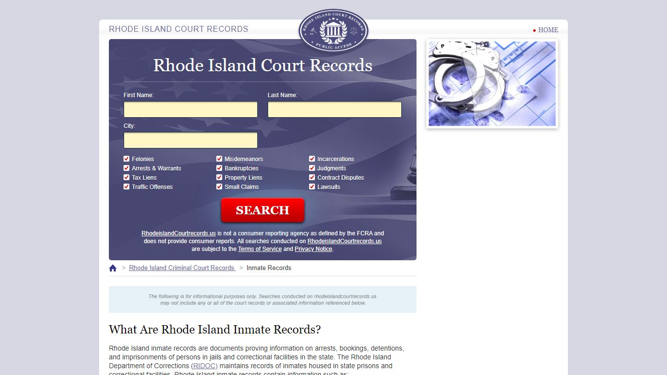 Rhode Island Inmate Search | RhodeIslandCourtRecords.us